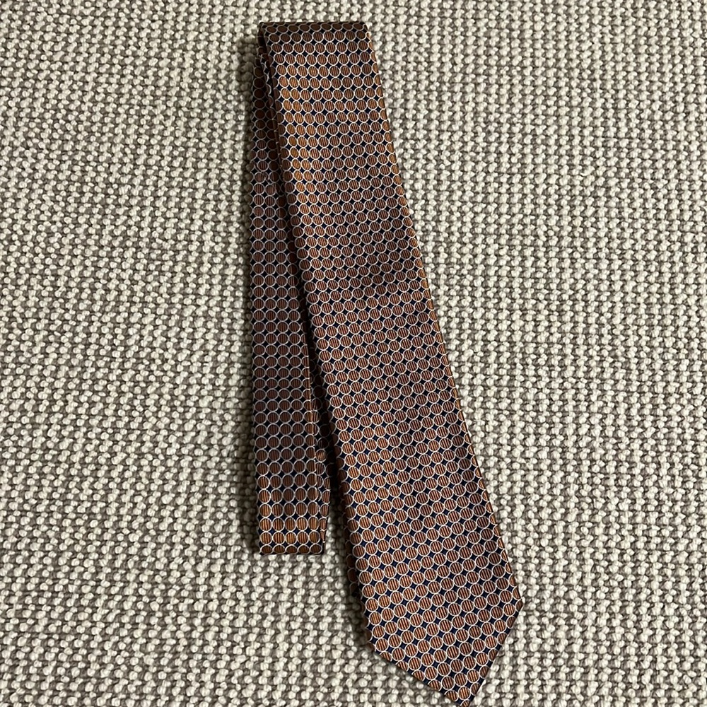 NWT Nordstrom Brand Shirt Tie - Bronze Orange w Circle Print